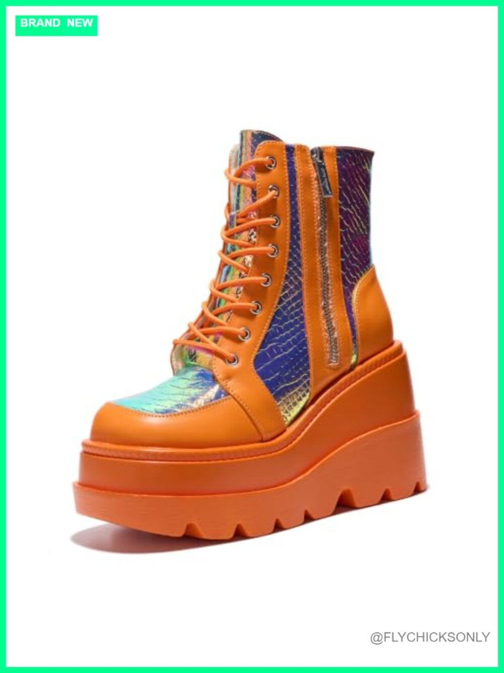 Platform Ankle Boots Chunky Block Heel Lace Up Zipper Punk Rave